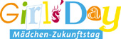 Logo: Bunter unregelmäßiger Schriftzug Girl's Day, darunter: Mädchen-Zukunftstag