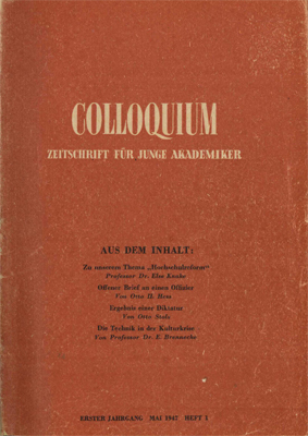 Titelseite der ersten Ausgabe des Colloquiums