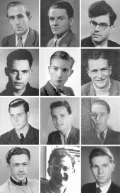 Schwarz-Weiß-Fotos der 12 in der Sowjetunion umgekommenen Studenten der FU und der DHfP