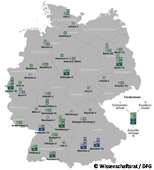Deutschlandkarte mit ausgezeichneten Universitäten