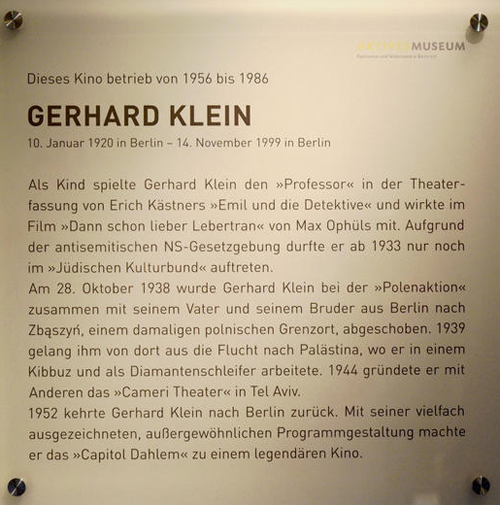 Gedenktafel für Gerhard Klein