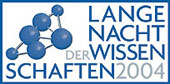Logo der Langen Nacht der Wissenschaften 2004 (Schriftzug in grau/blau)